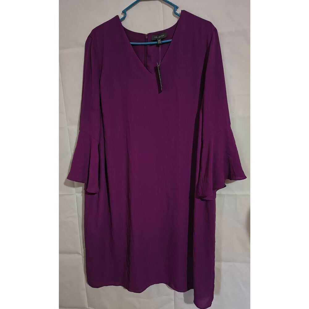 The Limited Women's purpleâcharisma bell sleeve shift dress chiffon NWT Size 18W